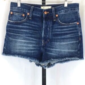 Madewell Womens Shorts The Dadjean Jean Med Blue Cut Off High Rise Denim Sz 25